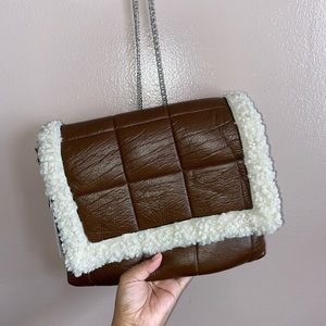 Chocolate Brown Faux Shearling Bag